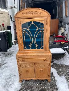 Free delivery Vintage antique Wooden Display Cabinet Glass Door - Photo 4