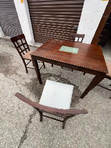 Free delivery used Dark Wood Dining Table Set with 4 Chairs - Photo 3