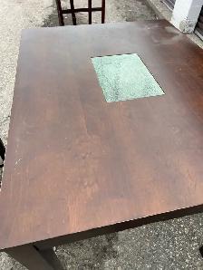 Free delivery used Dark Wood Dining Table Set with 4 Chairs - Photo 5