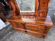 Free delivery used Vintage Wooden Dresser with Mirror - Photo 5