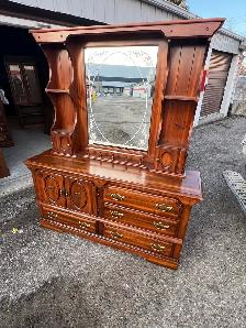 Free delivery used Vintage Wooden Dresser with Mirror - Photo 6