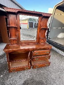 Free delivery used Vintage Wooden Dresser with Mirror - Photo 8