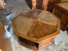 Free delivery used Octagonal  Coffee Table with Cane and Glass - Photo 3