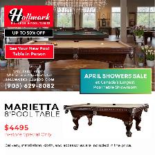 APRIL POOL TABLE SPECIAL- HALLMARK BILLIARDS 905-629-8082