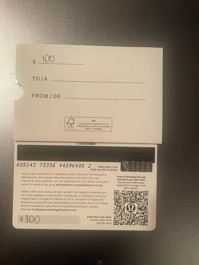 Carte cadeau lululemon/lululemon gift card - Photo 2