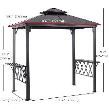 Outdoor Hardtop Grill Gazebo Cooking BBQ Canopy w/ 6 Hooks - Photo 2