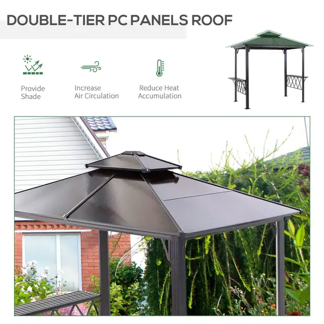Outdoor Hardtop Grill Gazebo Cooking BBQ Canopy w/ 6 Hooks - Photo 3