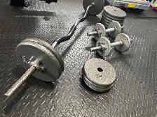 Curl bar and dumbbells set