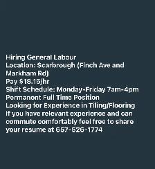 HIRING! General helper Flooring (Tiling and wooden)