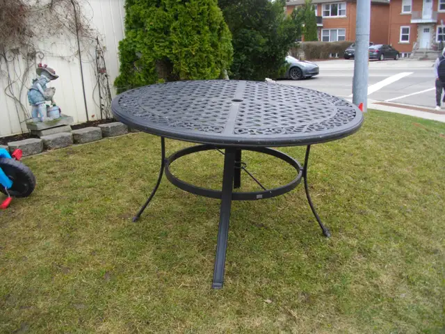 large metal patio table