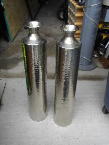 2 stainless vases