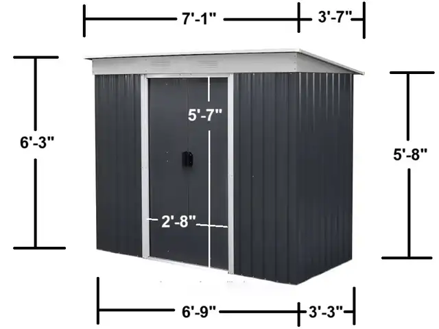 4x7 Metal Garden Shed 5'-7' Door Height (1700 Series) - Relyard - Photo 2