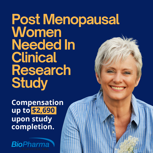 Paid Research Study: Post-Menopausal Women