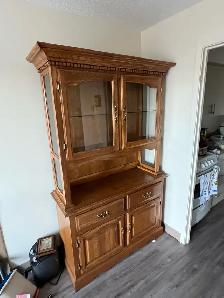 Free delivery used Wooden Hutch with Glass Doors - Photo 3