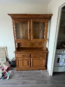 Free delivery used Wooden Hutch with Glass Doors - Photo 5