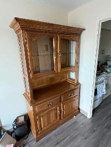Free delivery used Wooden Hutch with Glass Doors - Photo 6