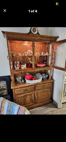 Free delivery used Wooden Hutch with Glass Doors - Photo 8