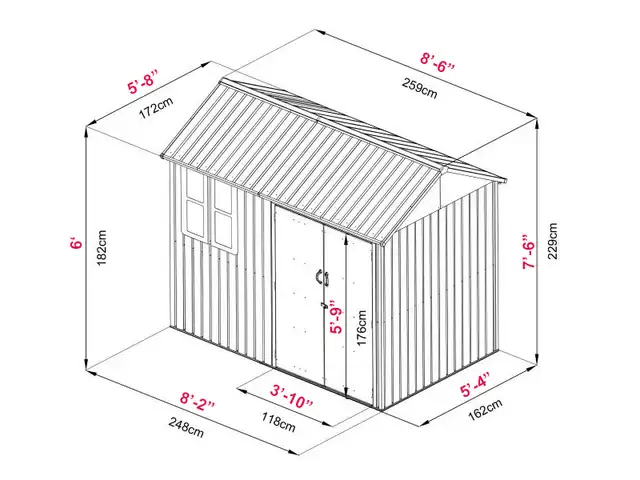 Relyard 6x8 Metal Shed 5'-9' Door Height With Window - Photo 2
