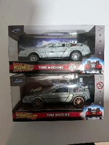 Lot of 2 Jada 1:32 Back to the Future DeLorean Silver & Frost Ve