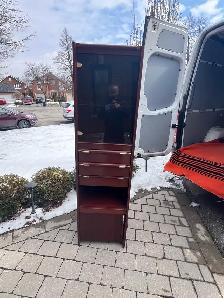 Free delivery used Wooden Display Cabinet , Glass Door, Drawers - Photo 2