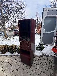 Free delivery used Wooden Display Cabinet , Glass Door, Drawers - Photo 5