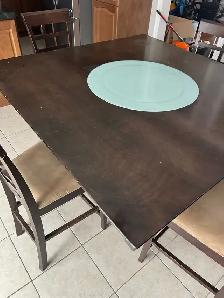 Free delivery used Dark Wood Counter Height Table with 4 Chairs - Photo 4