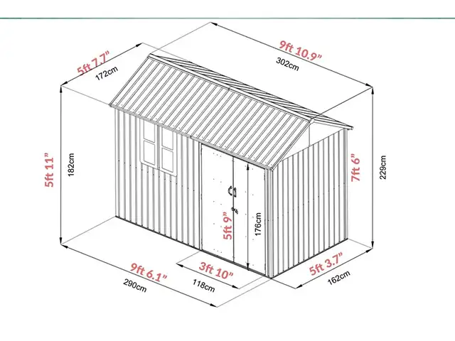 Relyard 6x10 Metal Shed 5'-9' Door Height With Window - Photo 3