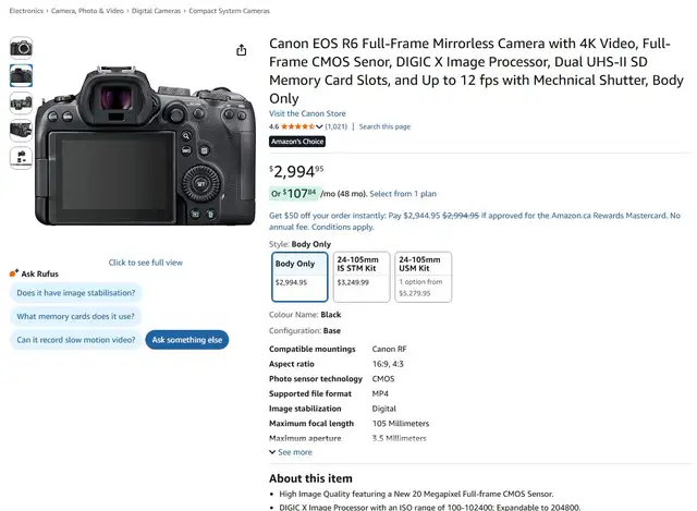 Brand New Canon EOS R6 Full Frame Camera For Sale - Photo 10