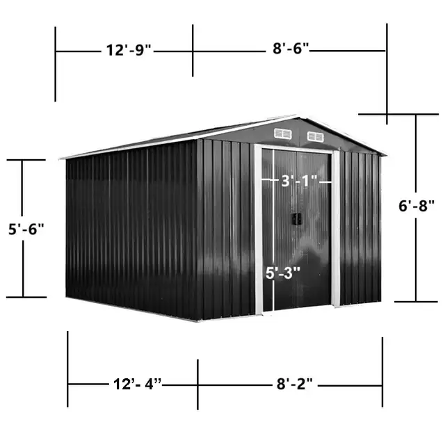 Relyard Outdoor 12x8 Metal Garden Shed - Photo 2