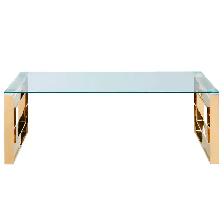 EROS COFFEE TABLE IN POLISHED GOLD AND THICK GLASS.. - Photo 3