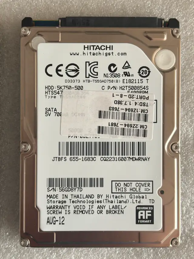Set of 2 Hitachi 500GB 2.5' SATA Hard Drives $20 each - Photo 3