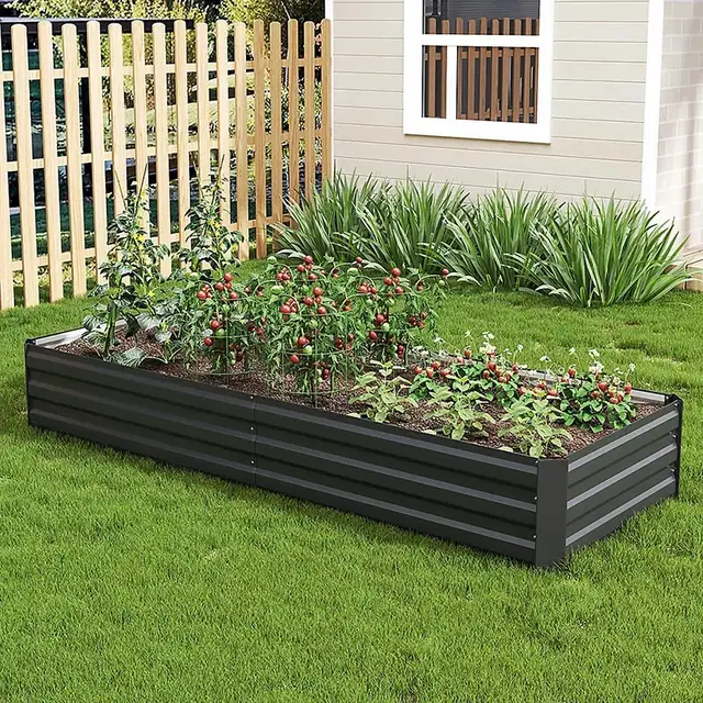 Relyard Galvanized Steel Raised Garden Bed Planter Box