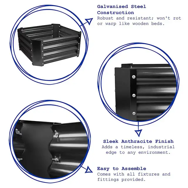 Relyard Galvanized Steel Raised Garden Bed Planter Box - Photo 8