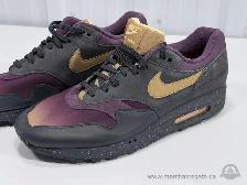 Nike Air Max 1 Premium Sneakers Size 13 Black Burgundy Gold - Photo 2