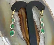 Elegance Emraled and Diamond Drop Earrings