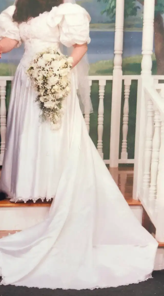 Wedding Dress & Veil for sale - 100% silk