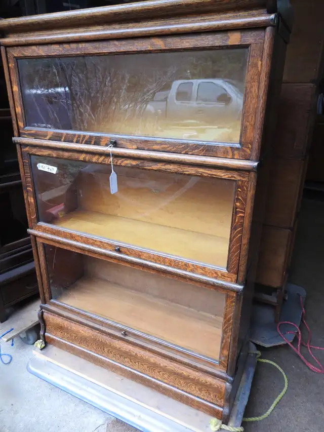 Antique oak barrister bookcase restored