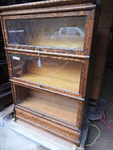 Antique oak barrister bookcase restored