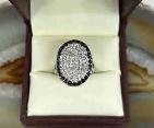 Oval Cluster Black& White Diamond Ring - Photo 2