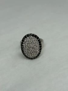 Oval Cluster Black& White Diamond Ring - Photo 8