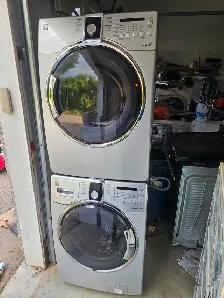 WOW! Kenmore 27' Grey Front-Load Stackable Washer Dryer Set