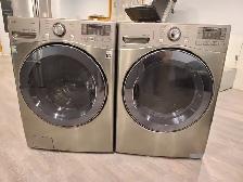 STEAM! LG 27' Stainless Steel Front-Load Stackable Washer Dryer