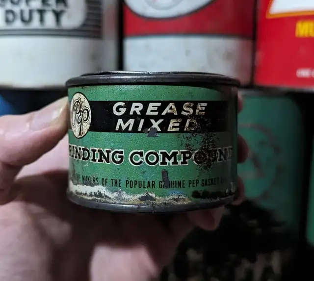 VINTAGE PEP GRINDING COMPOUND CAN GREASE OIL CAN