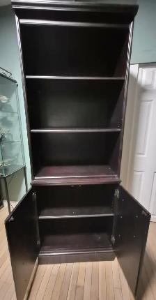 BOMBAY SOLID WOOD BOOKCASE WITH CABINET – 6FT TALL – COGNAC $250 - Photo 2