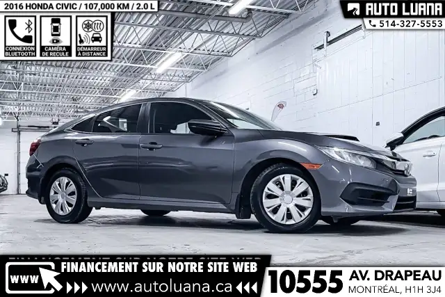 2016 HONDA Civic LX CAMERA/DEMARREUR/PNEUS HIVER/107,000km