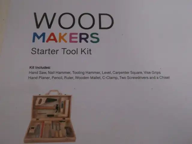 Kids MiniMakers 16 Piece Starter Tool Kit with Wooden Case - Photo 2