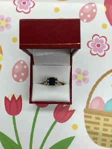 bague en or avec pierre noire - Photo 2