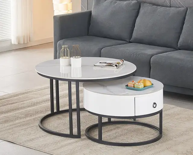 Sintered stone marble top Coffee Table set of 2 for Only $299. - Photo 3