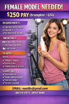 English-Speaking Female Model Needed for Paid Video Shoot