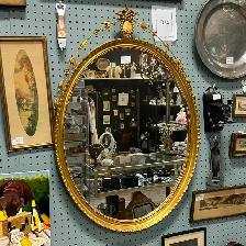 Antique Gilt Oval Mirror - English Georgian Style Gold